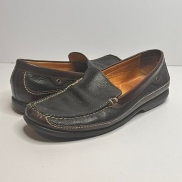 Johnston & Murphy Mens Leather Loafers Black & Brown Stitching Size 12M main image 12